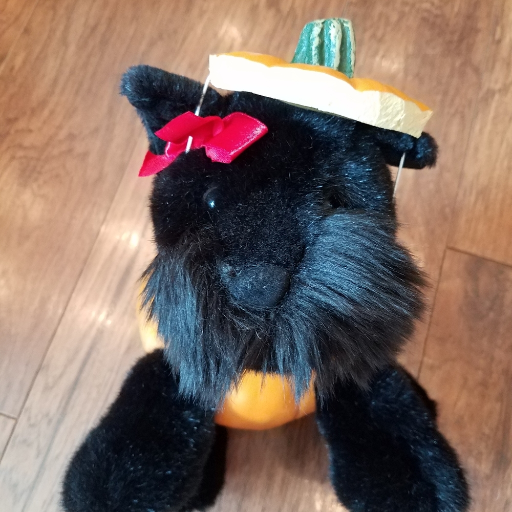 Scottie dog scottish terrier pumpkin plush Halloween fall decor handmade